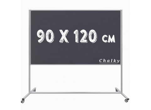 Chalky Mobil Tekerlekli Tek Taraflı Kara Tahta 90x120 cm